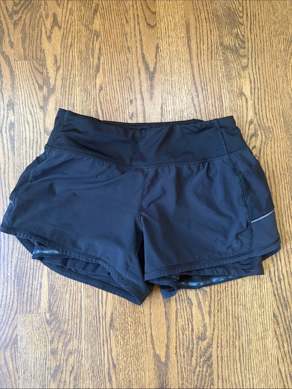Athleta Black Layered Athletic Shorts with Built-In Liner